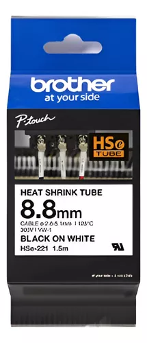Cinta Brother Termocontraible Negro sobre blanco 8.8mm Hse-221