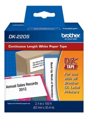 Rollo Cinta Brother Original Dk 2205 62mm Ancho X 30.4 Mts